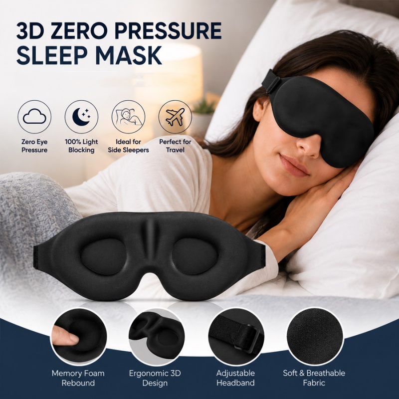 3D Printing Mask - 3D Slaapoogmasker Comfortabel Lichtblokkerend Oogmasker Traagschuim