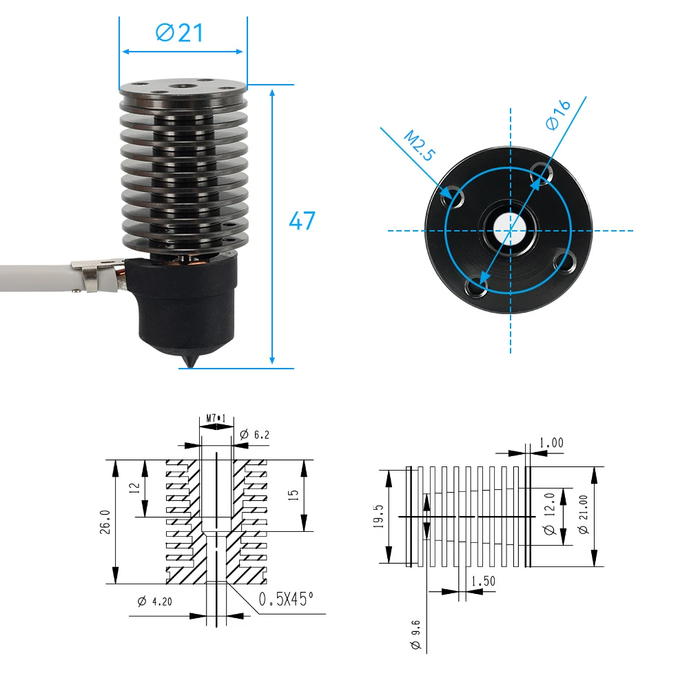 Vulkaan Hotend E3D V6 24 V 50  - 3D Printing Ender recensie en prijs